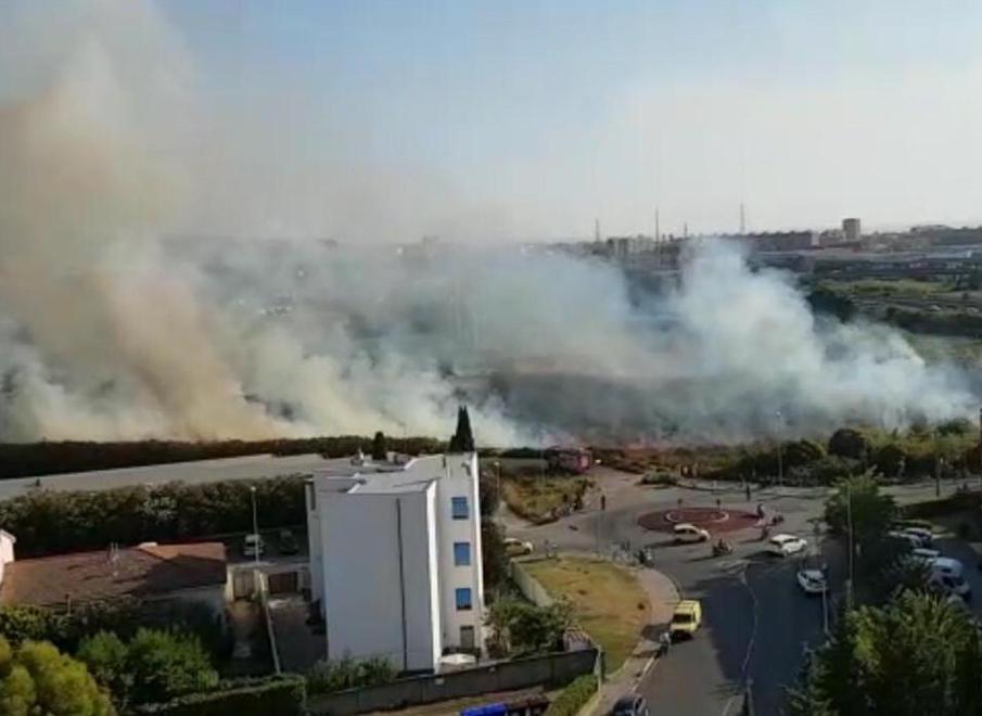 Bruciano sterpaglie vigili del fuoco a Salviano