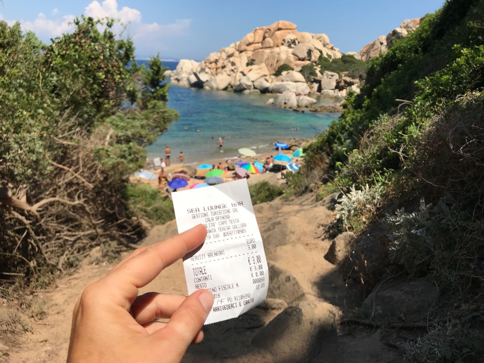 Il ticket per Cala Spinosa