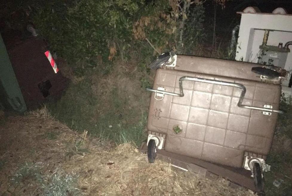 Rovesciano i cassonetti e tentano di dar fuoco alle foglie secche 