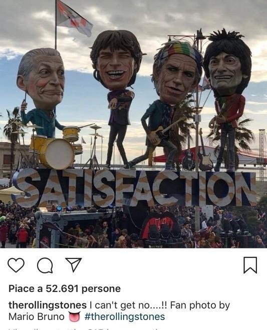 Il carro di Bertozzi finisce sul profilo dei Rolling Stones 