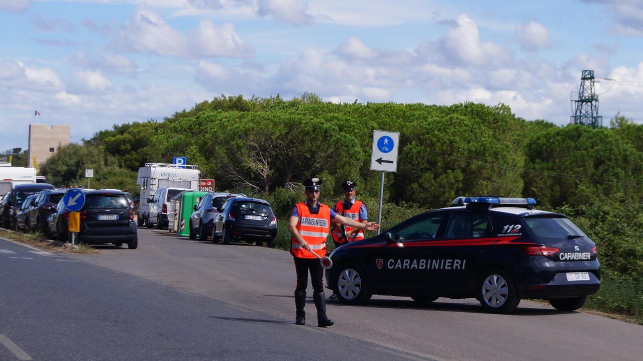 Un posto di blocco dei carabinieri sulla Principessa