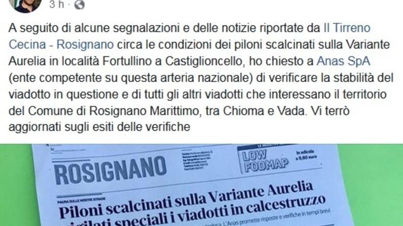 Piloni scalcinati sulla Variante il sindaco chiede controlli ad Anas