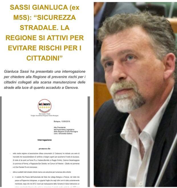 Sassi, l’interrogazione è con il logo del M5s «Si tratta di una svista» 