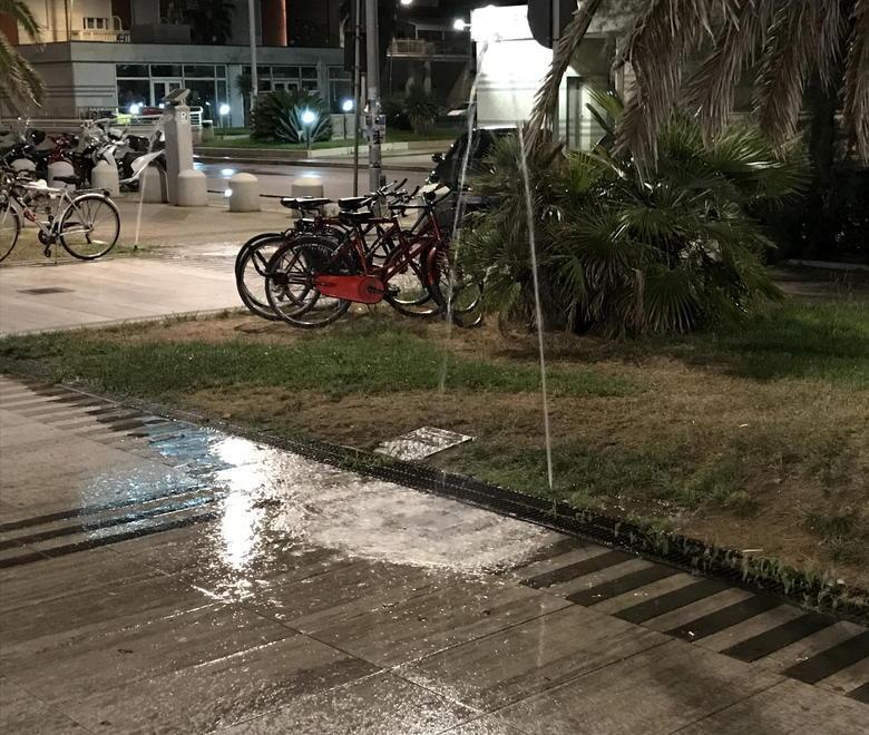 Acqua sprecata dagli irrigatori rotti 