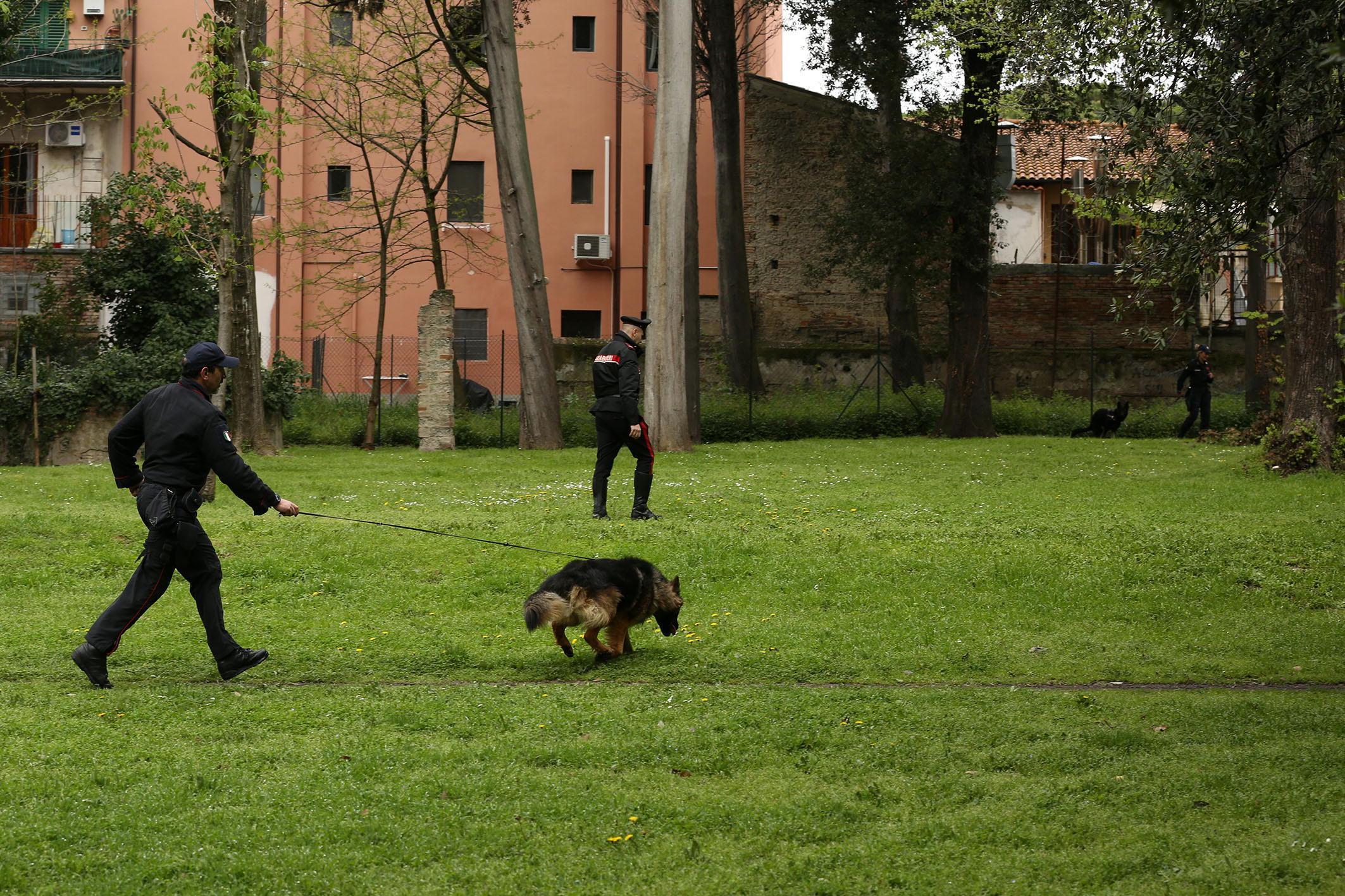 Un controllo dei carabinieri nel parco Mariambini