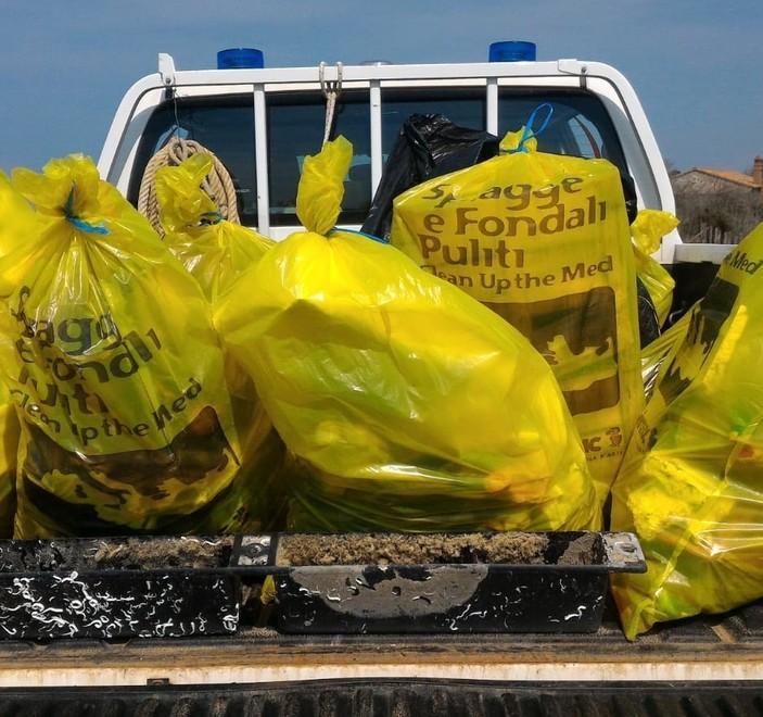 Plastica e lenze sulla spiaggia rimossi 18 sacchi di sporcizia 