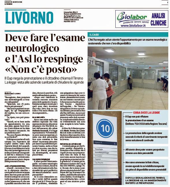 L’Asl riapre tutte le prenotazioni per visite ed esami 