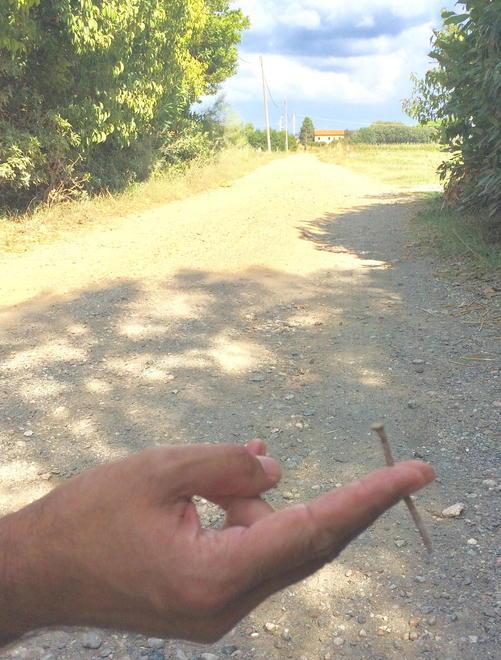 È allarme per i chiodi gettati sulla strada di via del Paduletto