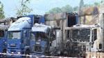 Cinque camion bruciati nel depositoSi ipotizza un ncendio doloso