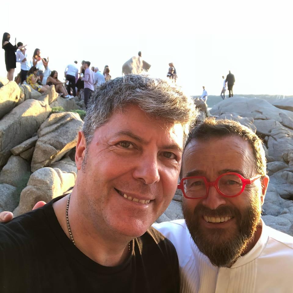 Claudio Coccoluto con lo chef del Phi Beach Giancarlo Morelli