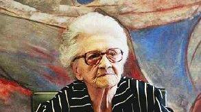 Francesca Rolla e, sopra il francobollo