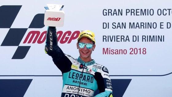 Lorenzo Dalla Porta, qui sul podio del Gp di Misano