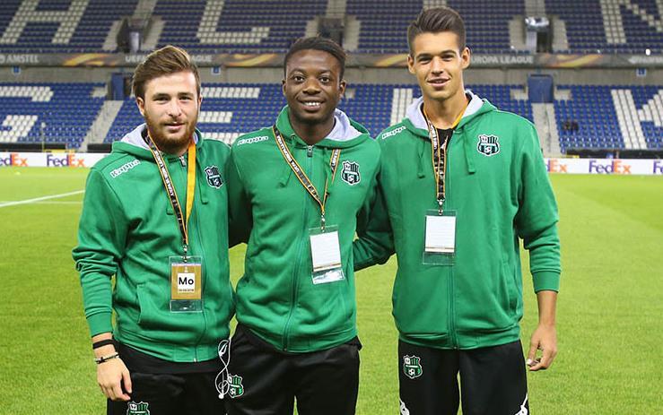 Caputo con Adjapong e Franchini a Genk in Europa League
