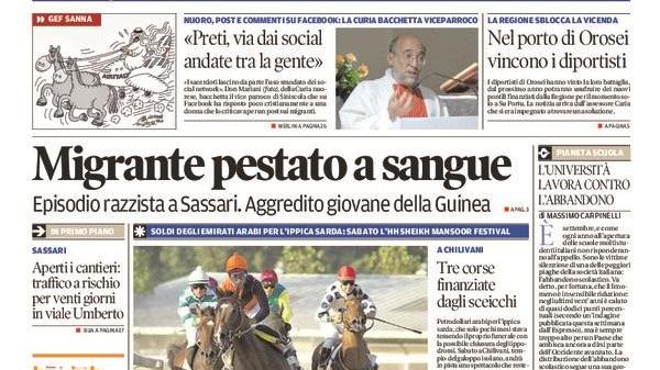 La Nuova Sardegna - Prima Pagina - 12 settembre 2018