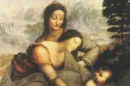 Un particolare della Vergine con Sant’Anna: sullo sfondo montagne aguzze e blocchi: sono le Apuane?