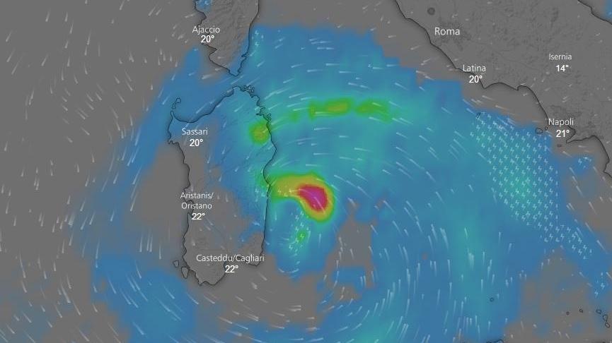 Clima pazzo, un ciclone nel Canale di Sardegna: previsti vento e pioggia