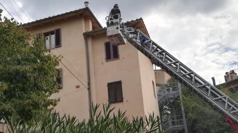 Tegole pericolanti alle elementari Vigili del fuoco al lavoro
