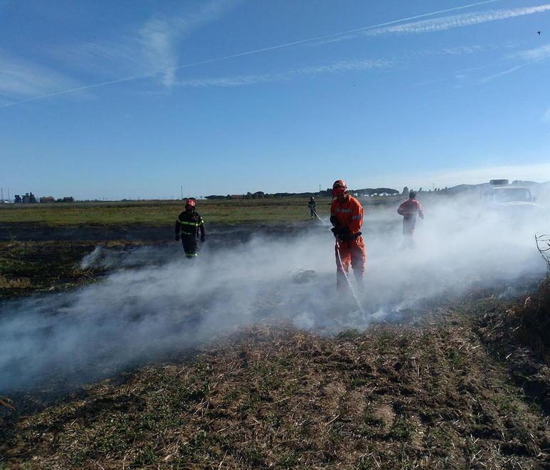 Incendio nei campi della zona di Caldanelle 