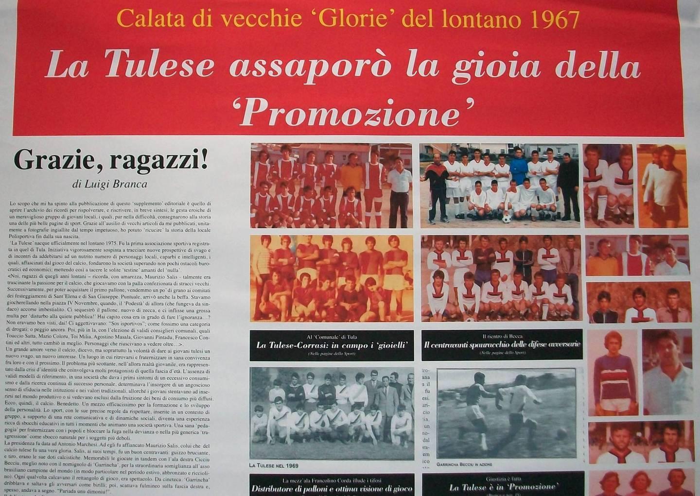 La storia della Tulese calcio raccontata in un maxi poster