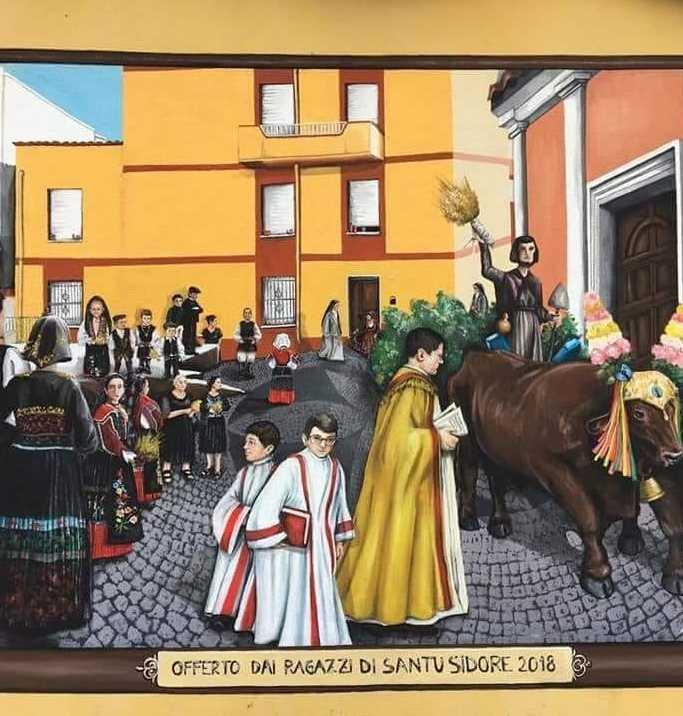 Un murale sulla festa di San Biagio