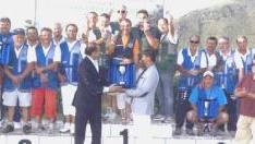 Un momento della premiazione del tiro al piattello