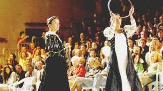 Da sinistra in alto in senso orario: le dame di Porta Caracosta, piccoli figuranti di Porta Fiorentina, la squadra di tiro alla fune di Santa Maria al Pozzolo, i balestrieri di Porta al Palagio. Sotto l’apertura del Palio 2008