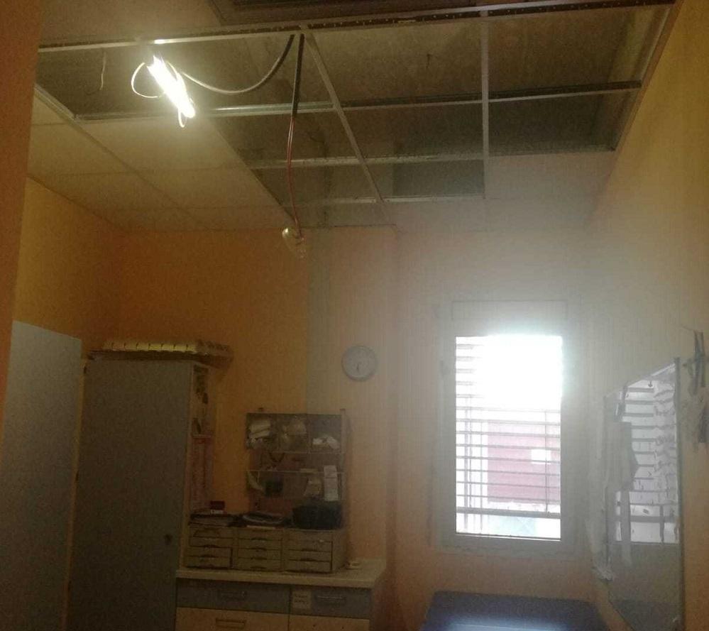 La porzione di controsoffitto in cui c'è stato il cedimento