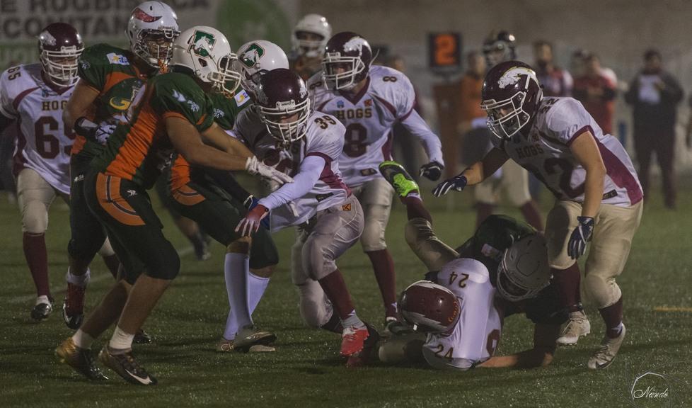Gli Hogs travolti dai Dolphins ad Ancona Domenica la prima in casa, in via Luthuli 