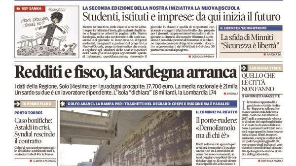 La Nuova Sardegna - Prima Pagina - 31 ottobre 2018
