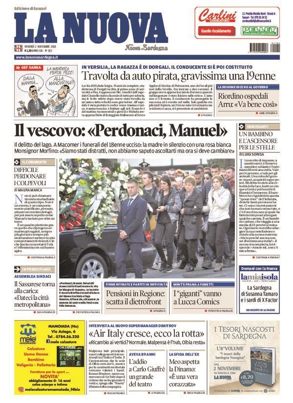 La Nuova Sardegna - Prima Pagina - 2 novembre 2018