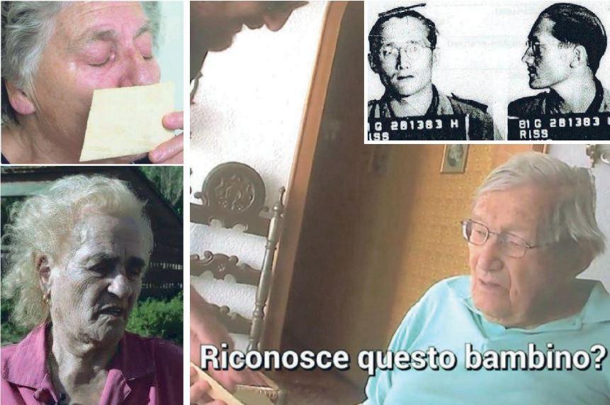 In alto Tosca Lepori bacia la foto del fratellino, sotto Vittoria Tognozzi, a destra il sergente nazista ripreso da “Le Iene” nella foto segnaletica