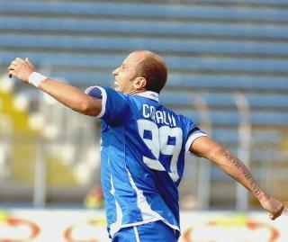 La gioia di Claudio Coralli dopo il gol del 2-0 messo a segno nel corso del match contro il Frosinone