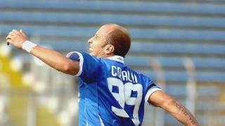 La gioia di Claudio Coralli dopo il gol del 2-0 messo a segno nel corso del match contro il Frosinone