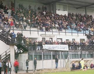 Uno scorcio della tribuna dello stadio Ernesto Solvay