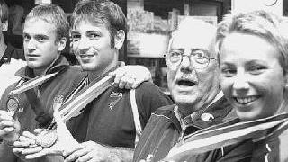 Una “vecchia” spedizione con Sanzo, Vanni, Antonio Di Ciolo e Bianco; a sinistra, Martinelli