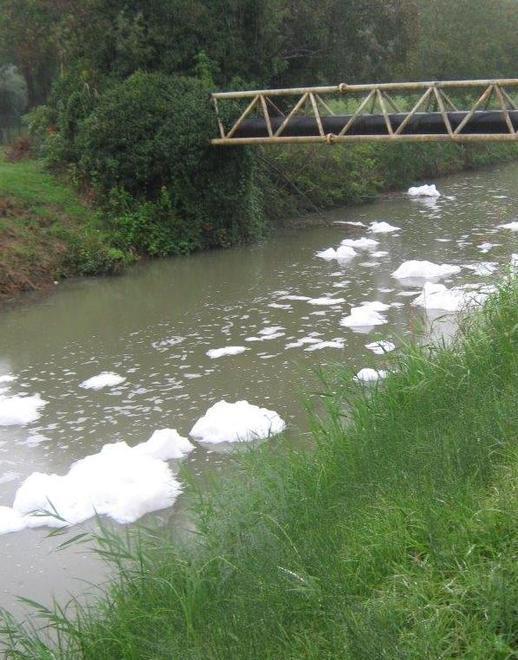 Schiuma nel Naviglio Allertati Bonifica e Arpa «Allarme ambientale»
