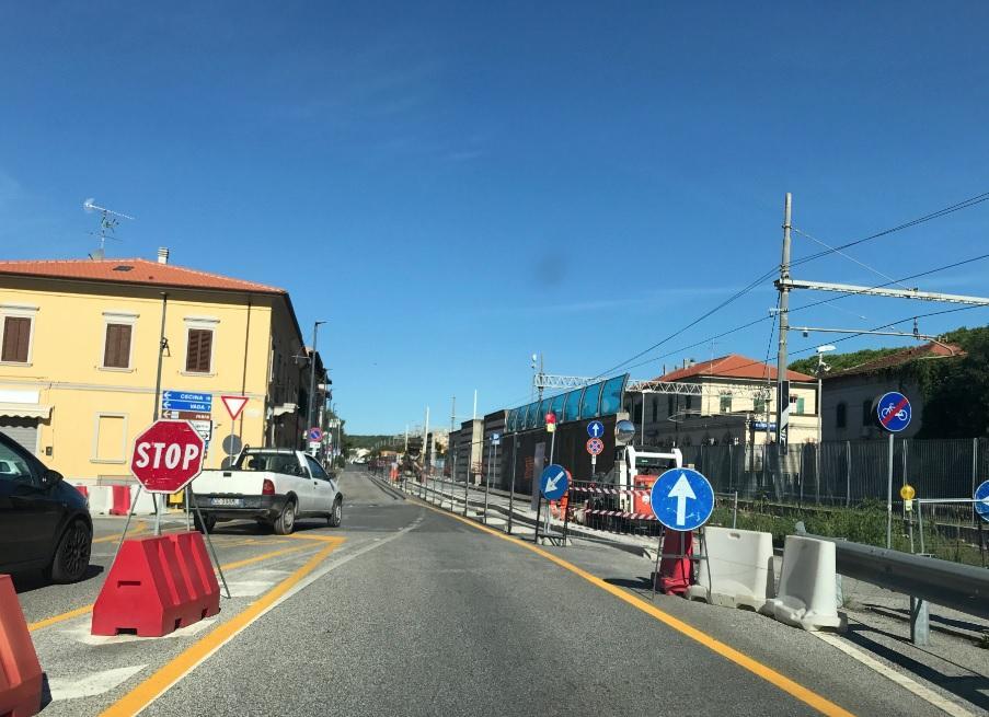 Il cantiere per la pista ciclabile sulla via Aurelia 