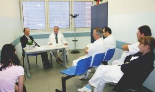 La conferenza stampa nel reparto di medicina nucleare