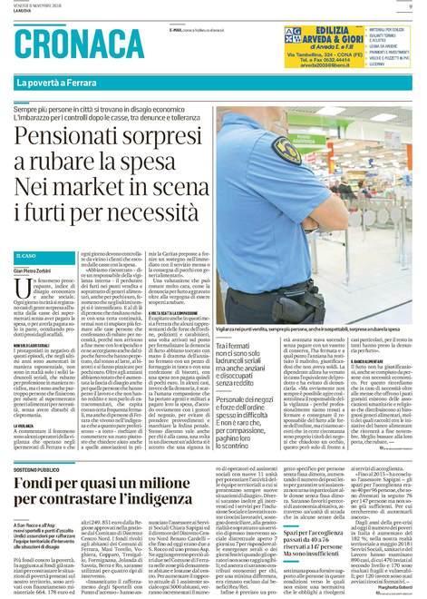 La Nuova Ferrara ha sollevato il tema povertà 