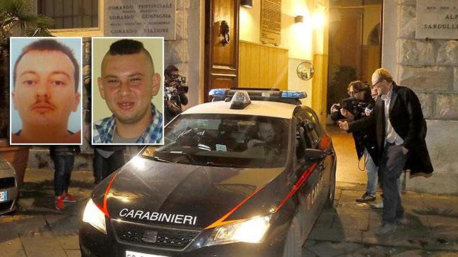 Da sinistra Danny Scotto e la vittima Giuseppe Marchesano. Nella foto di Fabio Muzzi l'auto dei carabinieri con dentro Scotto