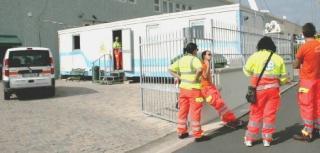 Uno dei container in cui oggi opera la Pubblica assistenza
