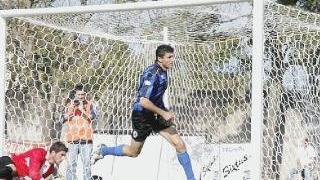 La rete del vantaggio nerazzurro segnata da Bonuccelli