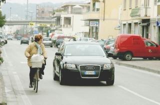 Il tratto di Aurelia nel centro di Solvay: qui Arpat ha rilevato dei decibel di troppo