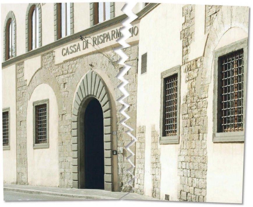La sede centrale della Cassa di Risparmio di Prato in via degli Alberti