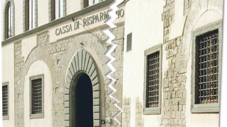 La sede centrale della Cassa di Risparmio di Prato in via degli Alberti