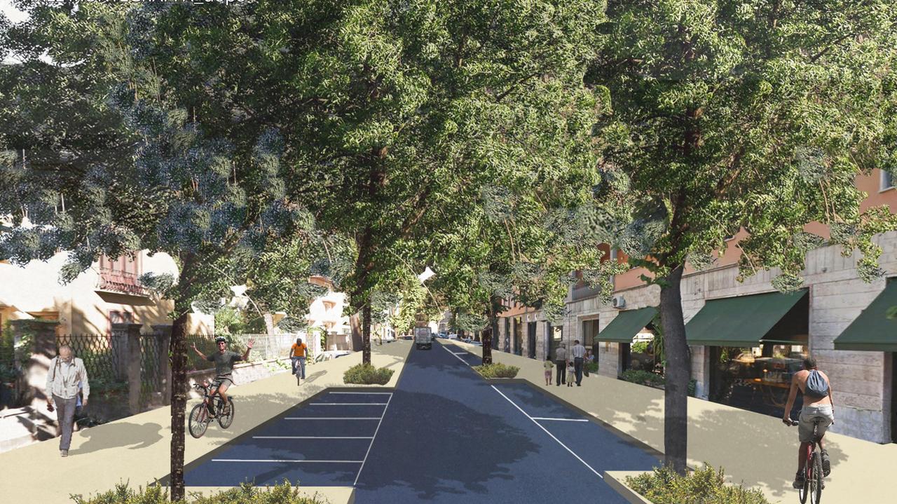 Un rendering del progetto sul futuro viale Montegrappa