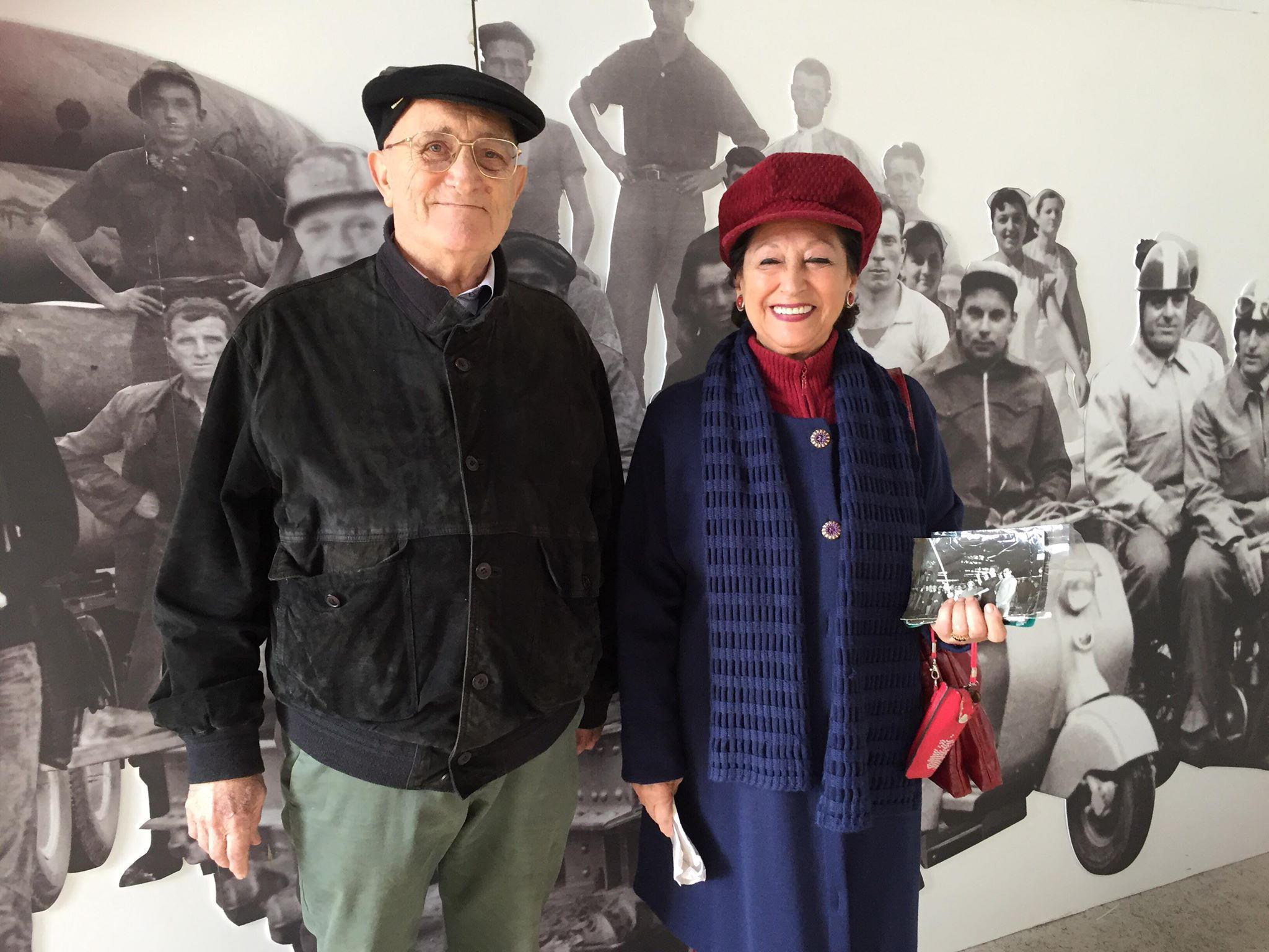 Maria Di Gregorio con Manrico Gianetti protagonisti delle foto donate e del video che è stato girato da Fondazione Dalmine e Archivio storico come memoria dell'appuntamento in Sant'Antimo sopra i Canali