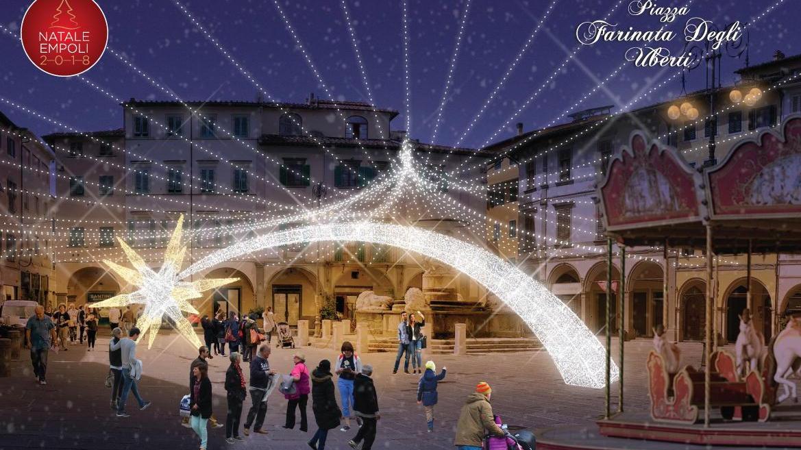 Il rendering della stella cometa in piazza Farinata degli Uberti