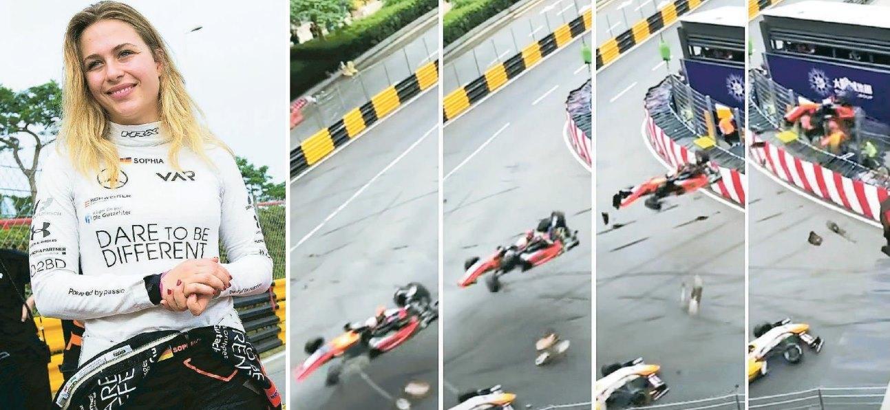 Sophia Floersch  e la sequenza del terribile incidente durante il Gp di Formula 3 a Macao