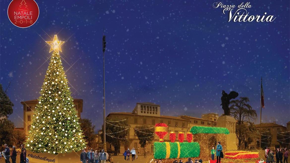 Il rendering delle installazioni natalizie in piazza della Vittoria